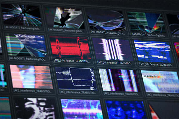 image showing different .mogrt assets in the Adobe Premiere Pro's Essentiel Graphics window.